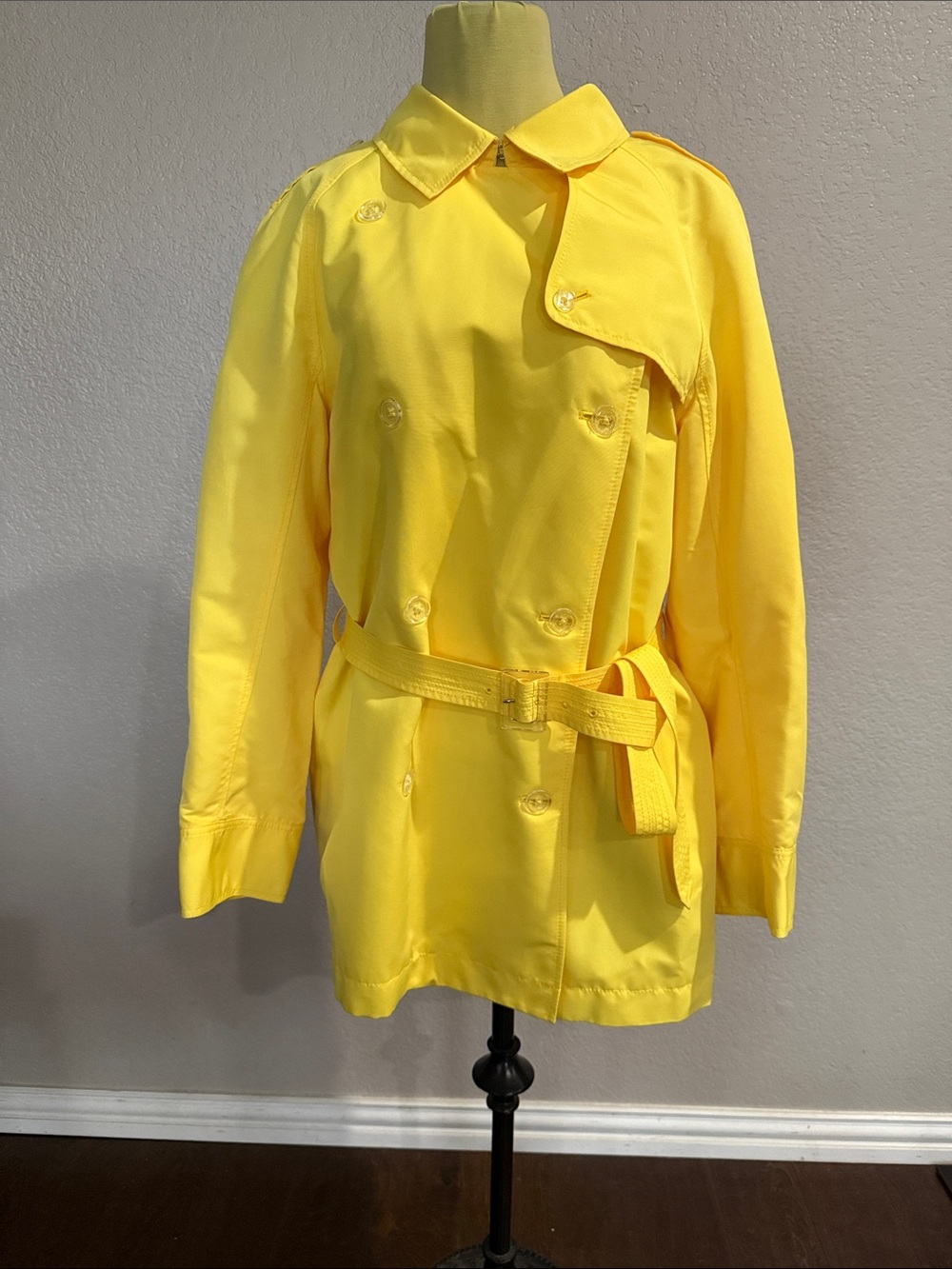 Isaac Miizrahi Yellow Double-Breasted Belted Trench Coat - NWOT